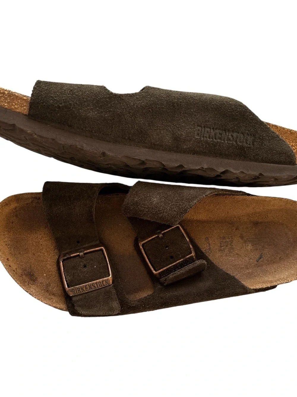 Birkenstock Arizona Suede Double Strap Sandals in Brown